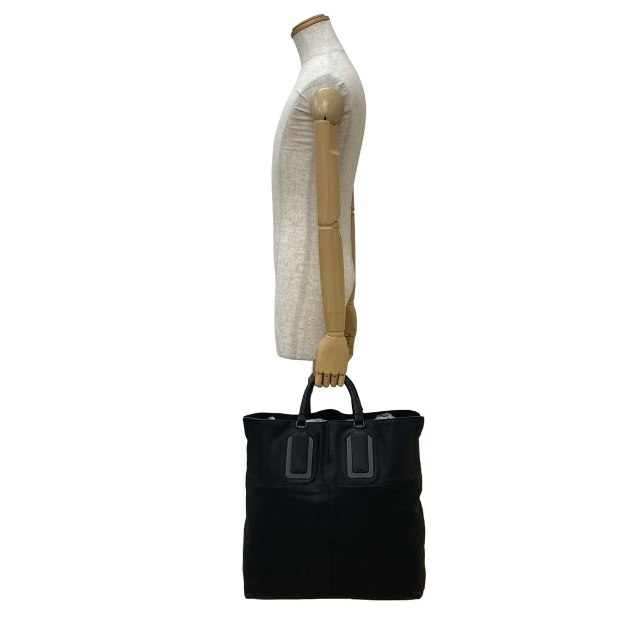 Bottega Veneta Black Leather Handbag Tote Bag
