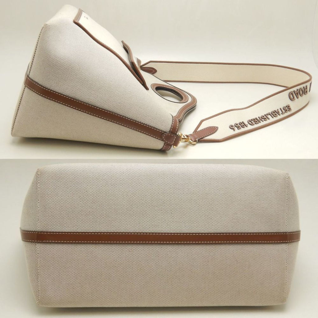 Burberry Gold Canvas Leather Tote Bag