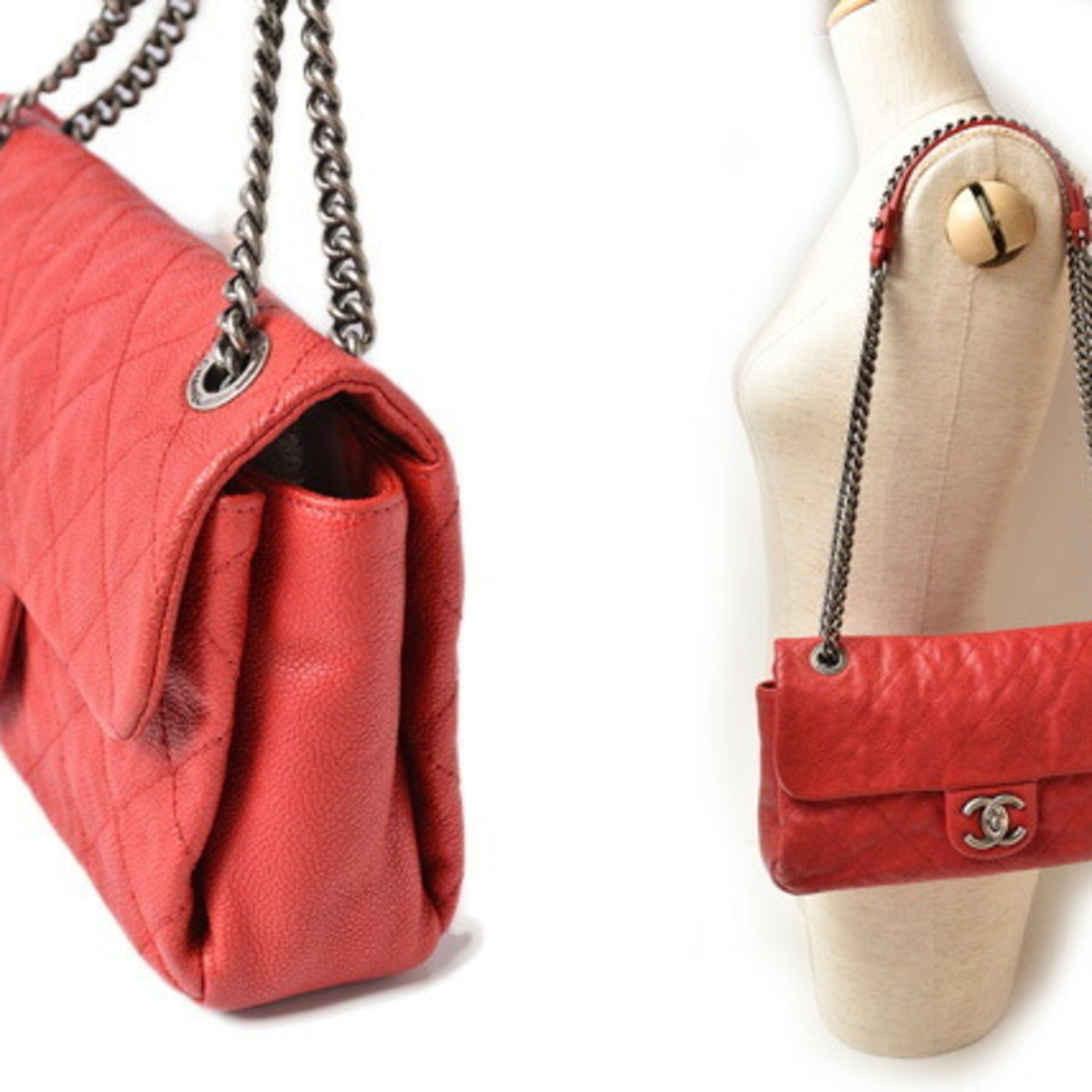 Chanel Red Color Caviar Leather Shoulder Bag