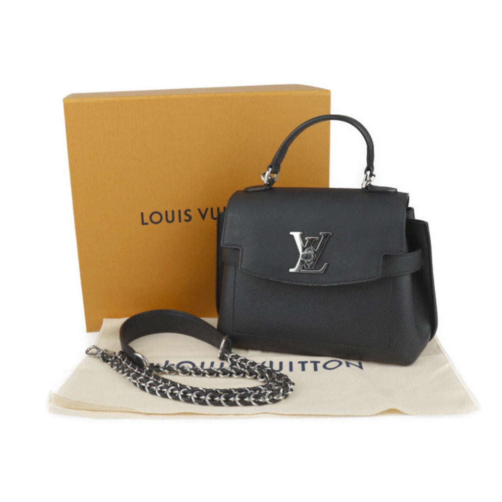 Louis Vuitton Black Leather Handbag Shoulder Bag