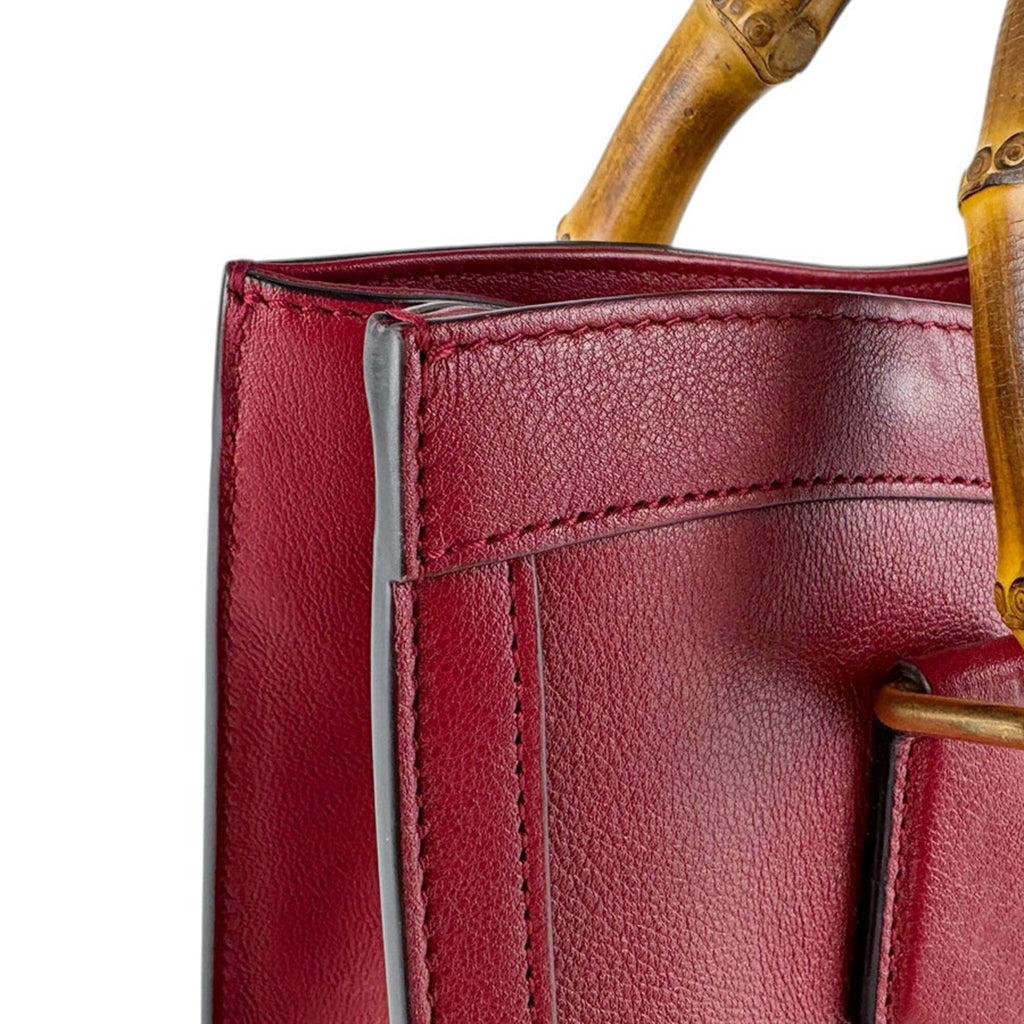 Gucci Red Color Leather Handbag Shoulder Bag Tote Bag (Pre-Owned)