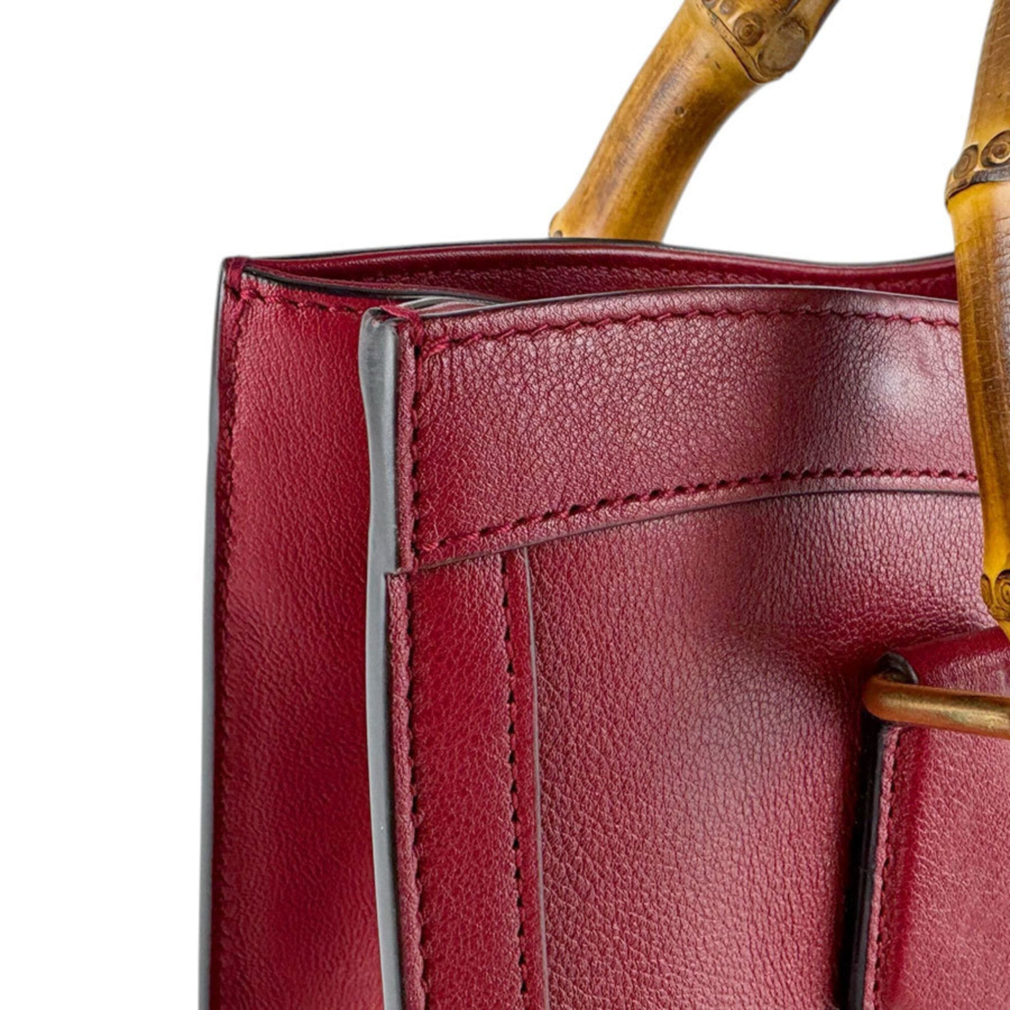 Gucci Red Color Leather Handbag Shoulder Bag Tote Bag (Pre-Owned)