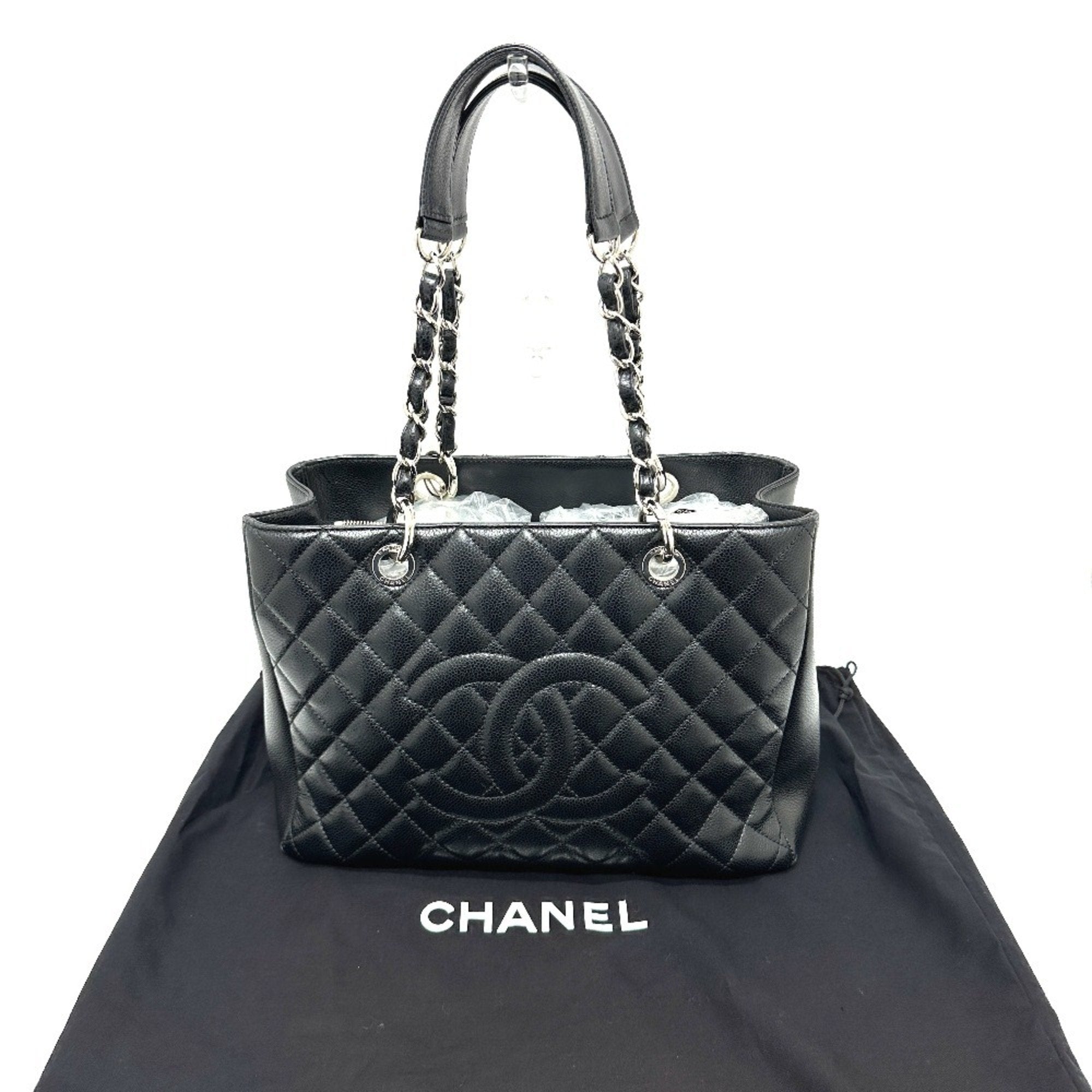 Chanel Black Grained Calfskin Handbag Tote Bag