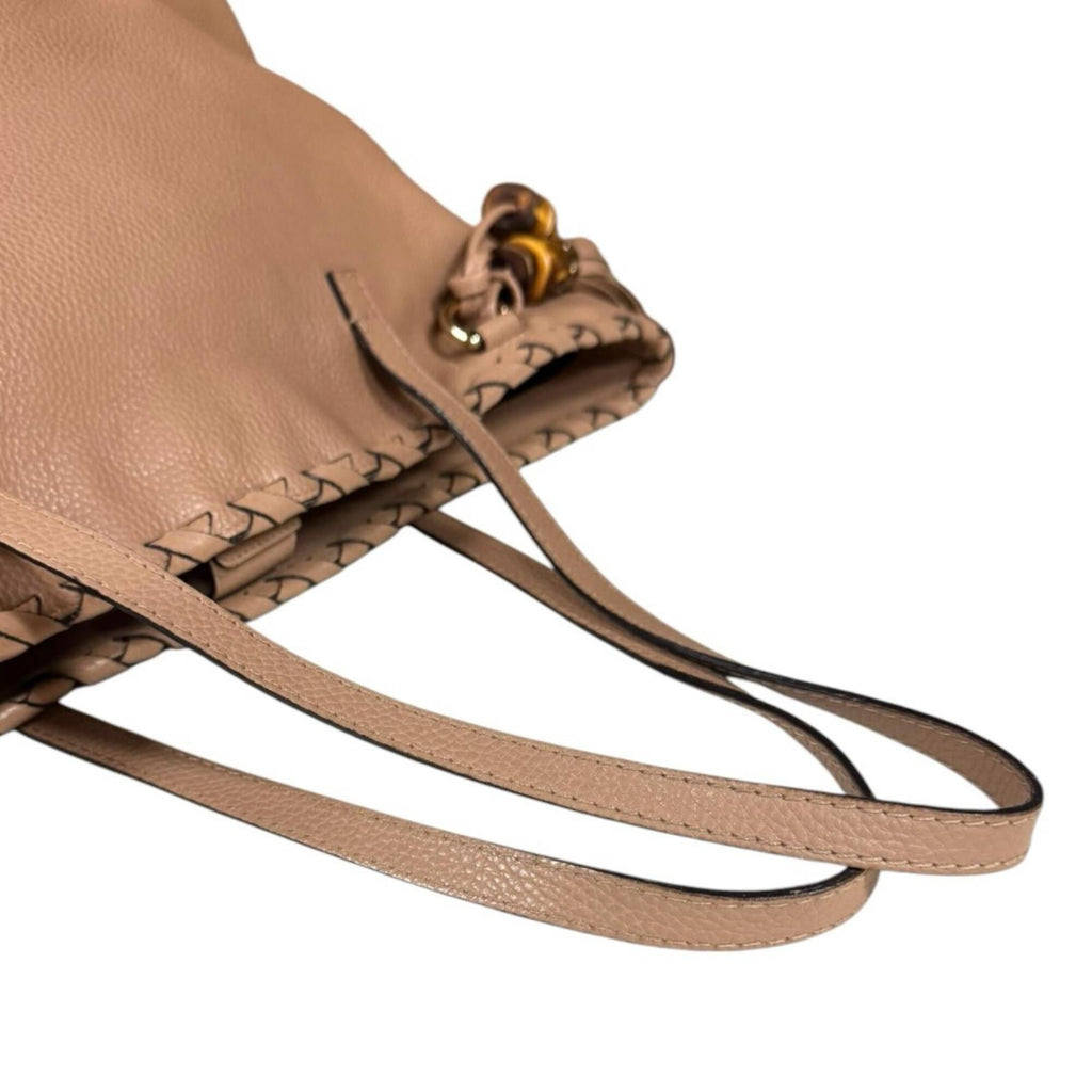 Gucci Bamboo Beige Leather Tote Bag (Pre-Owned)