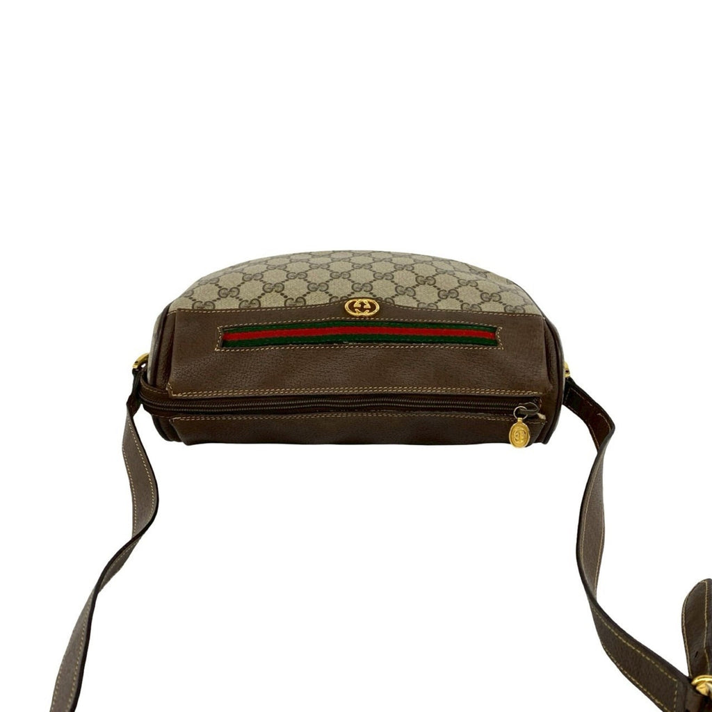 Gucci Brown Green Red Color Leather Pvc Shoulder Bag (Pre-Owned)