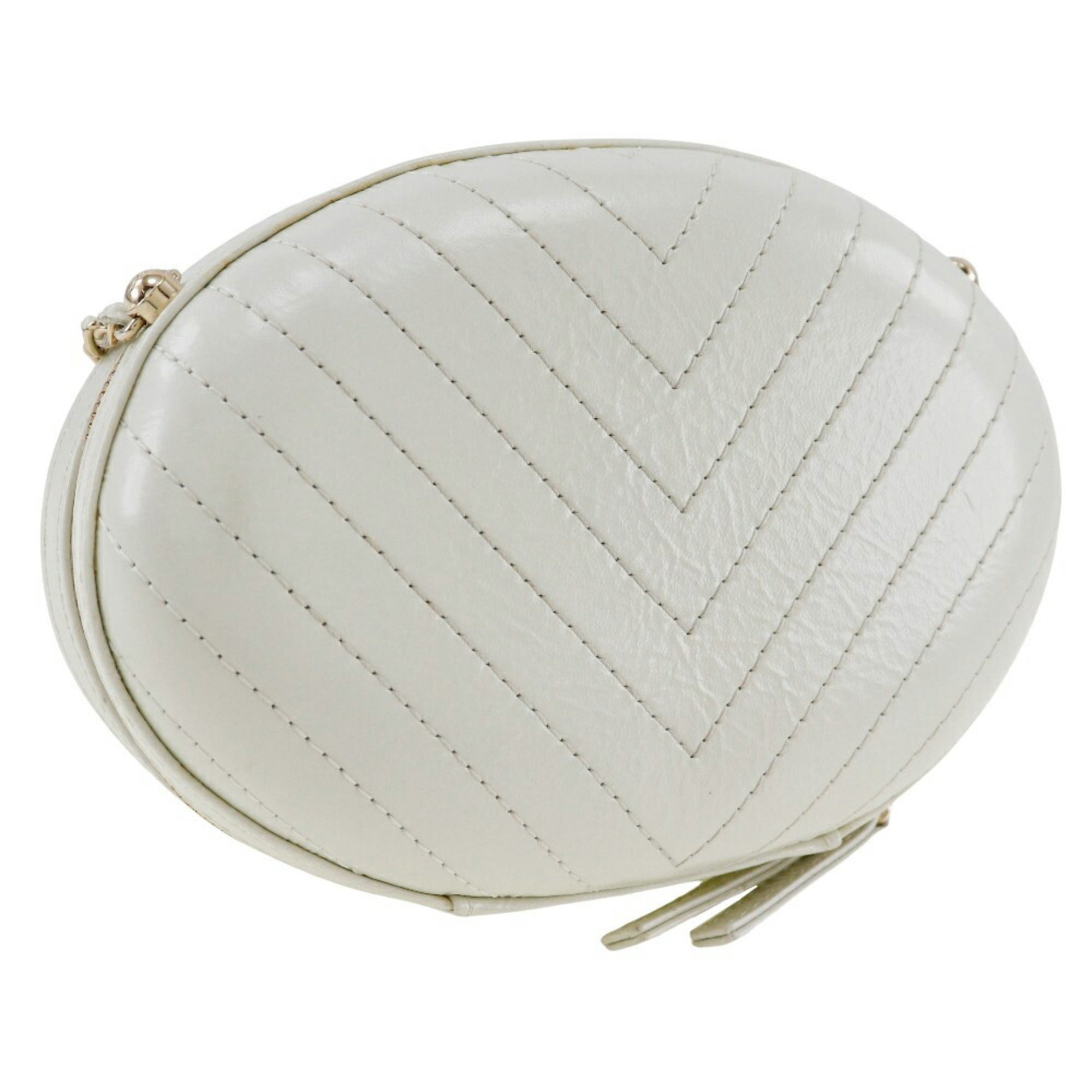 Chanel White Leather Shoulder Bag