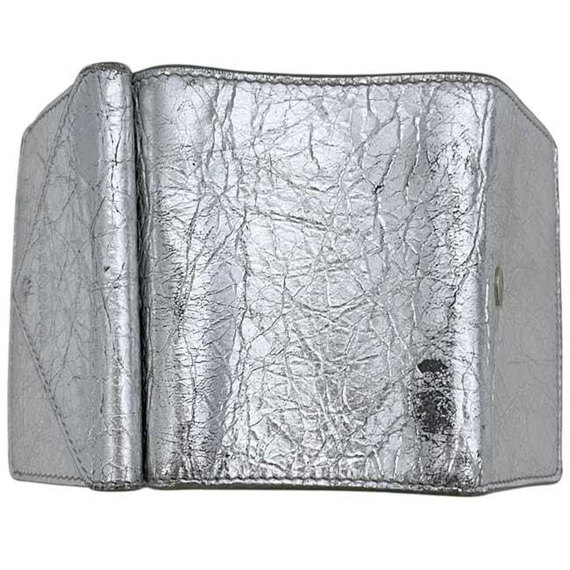 Balenciaga Silver Leather Wallet (Tri-Fold)