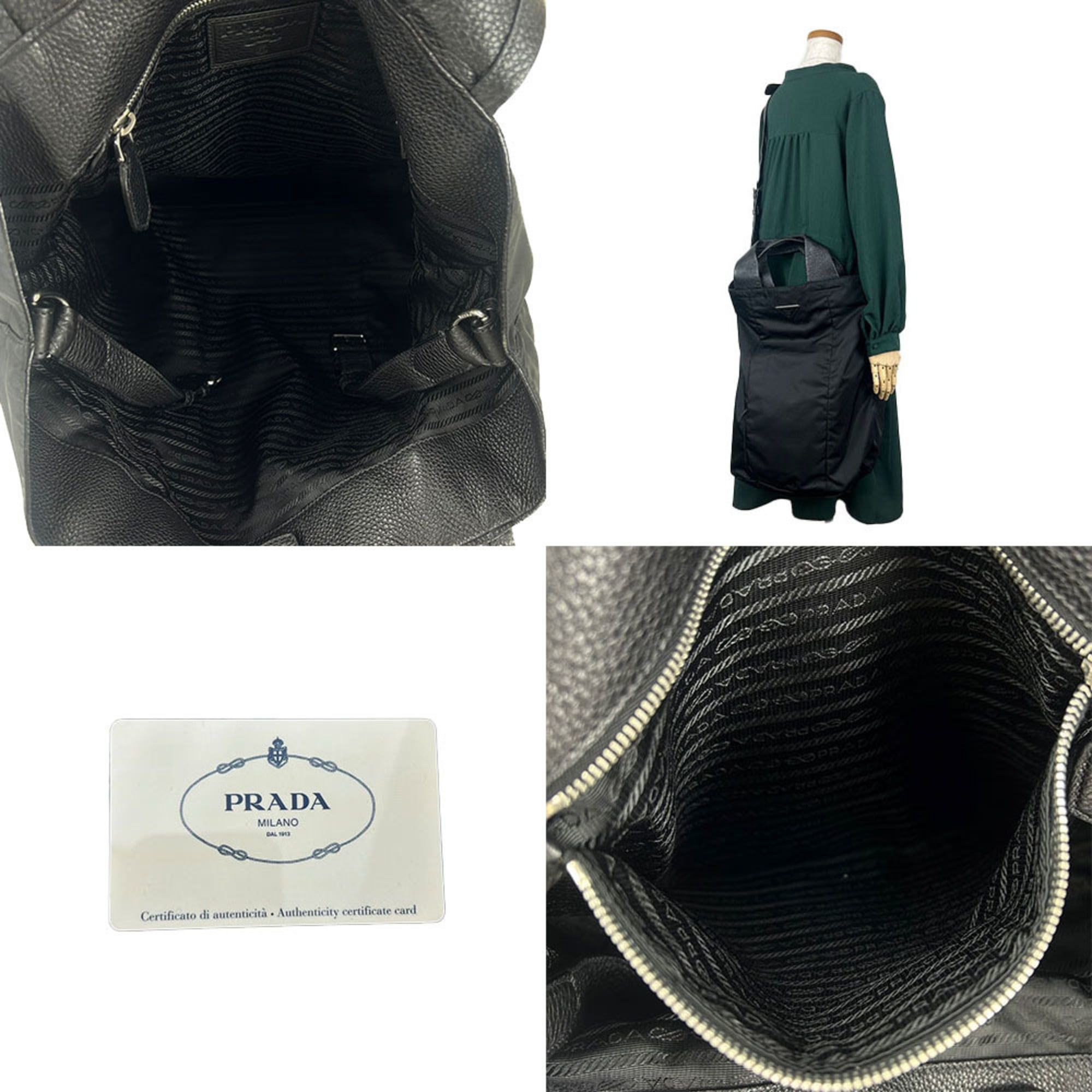 Prada Black Nero Tessuto Shoulder Bag Tote Bag