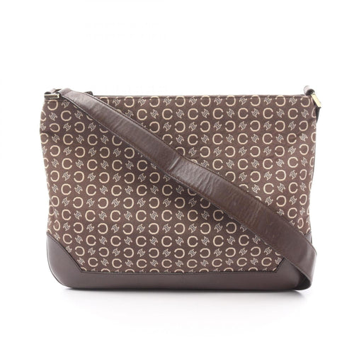 Celine Brown Canvas Leather Shoulder Bag