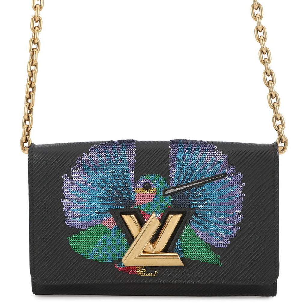 Louis Vuitton Noir Epi Leather Spangles Chain/Shoulder Wallet