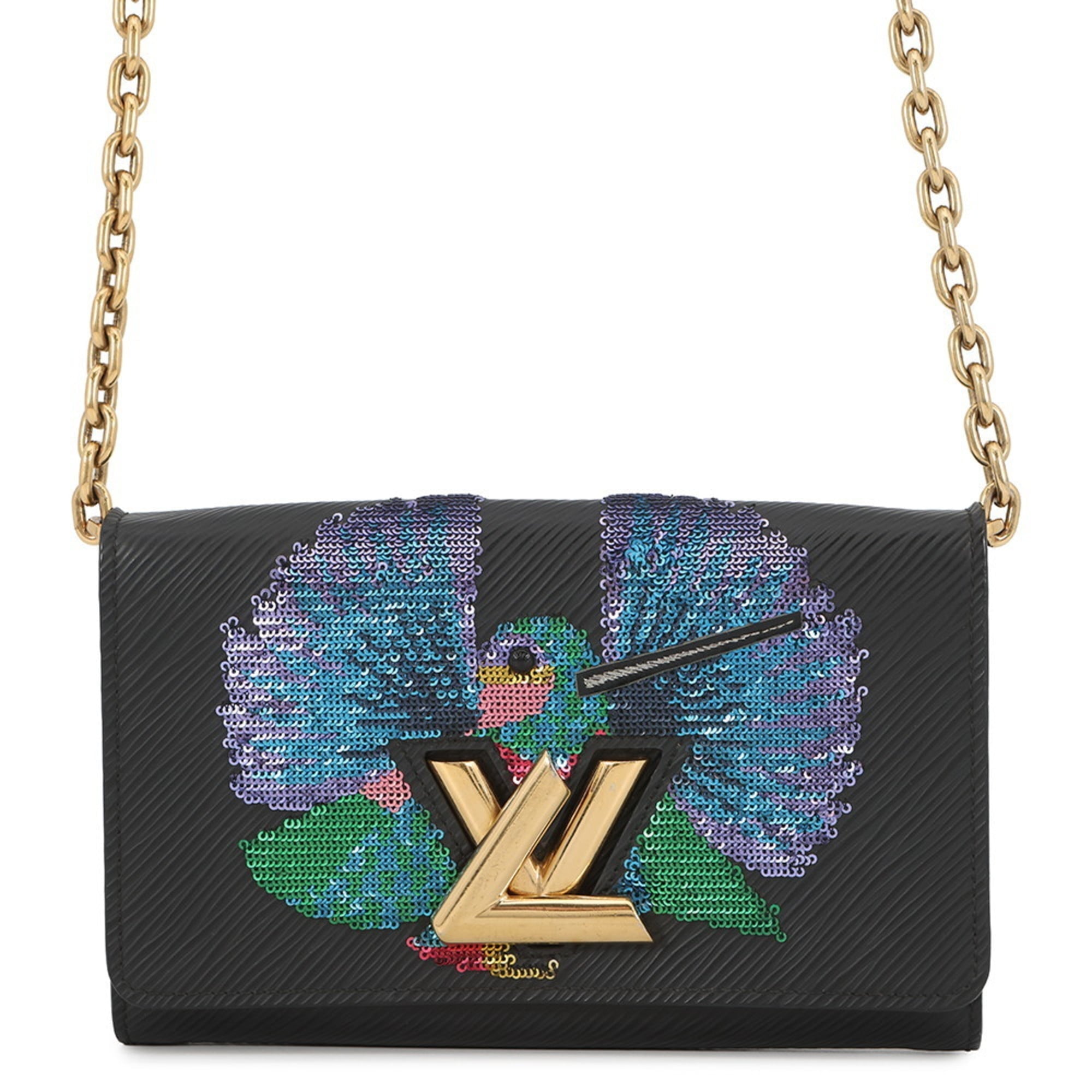 Louis Vuitton Noir Epi Leather Spangles Chain/Shoulder Wallet