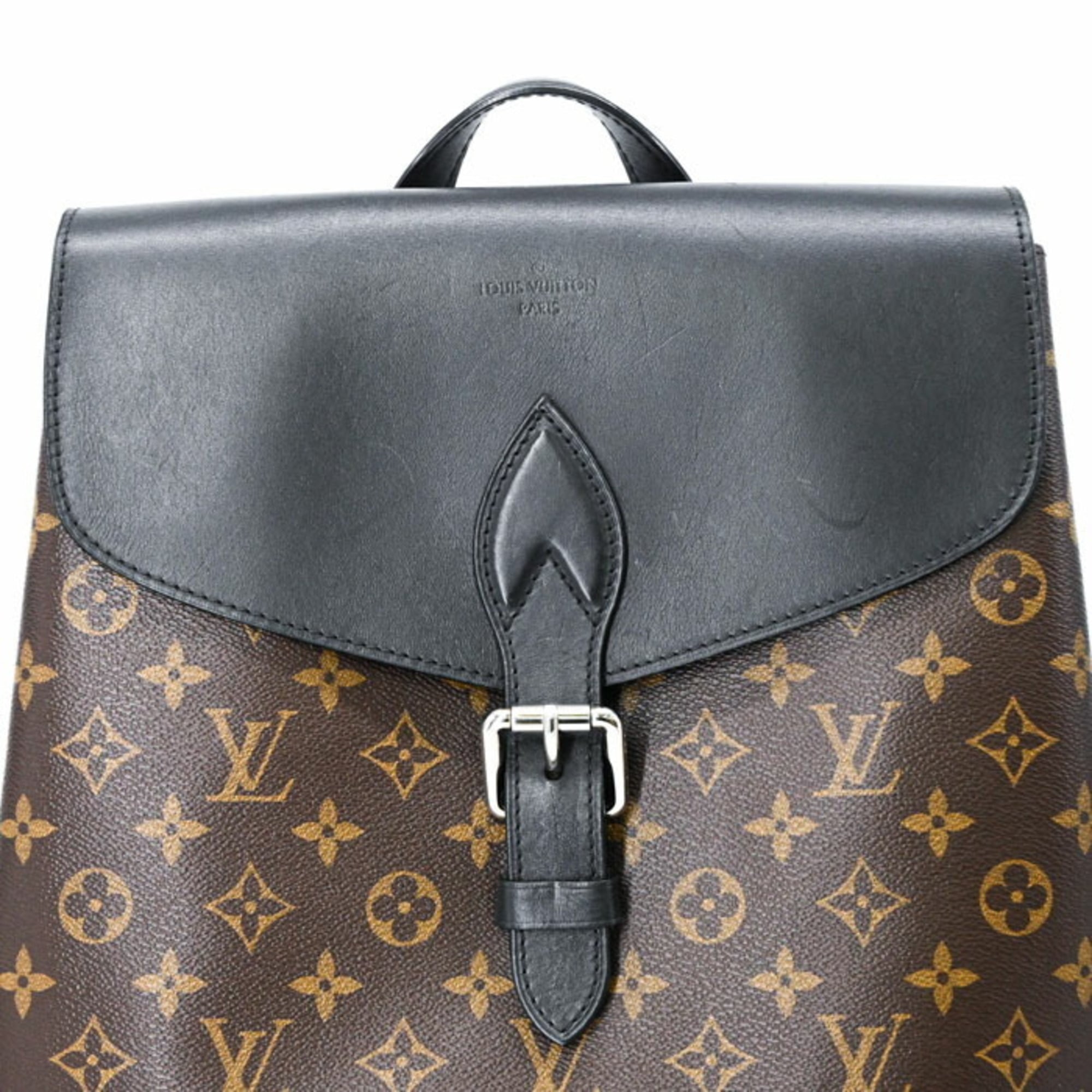 Louis Vuitton Black Brown Monogram Monogram Leather Backpack