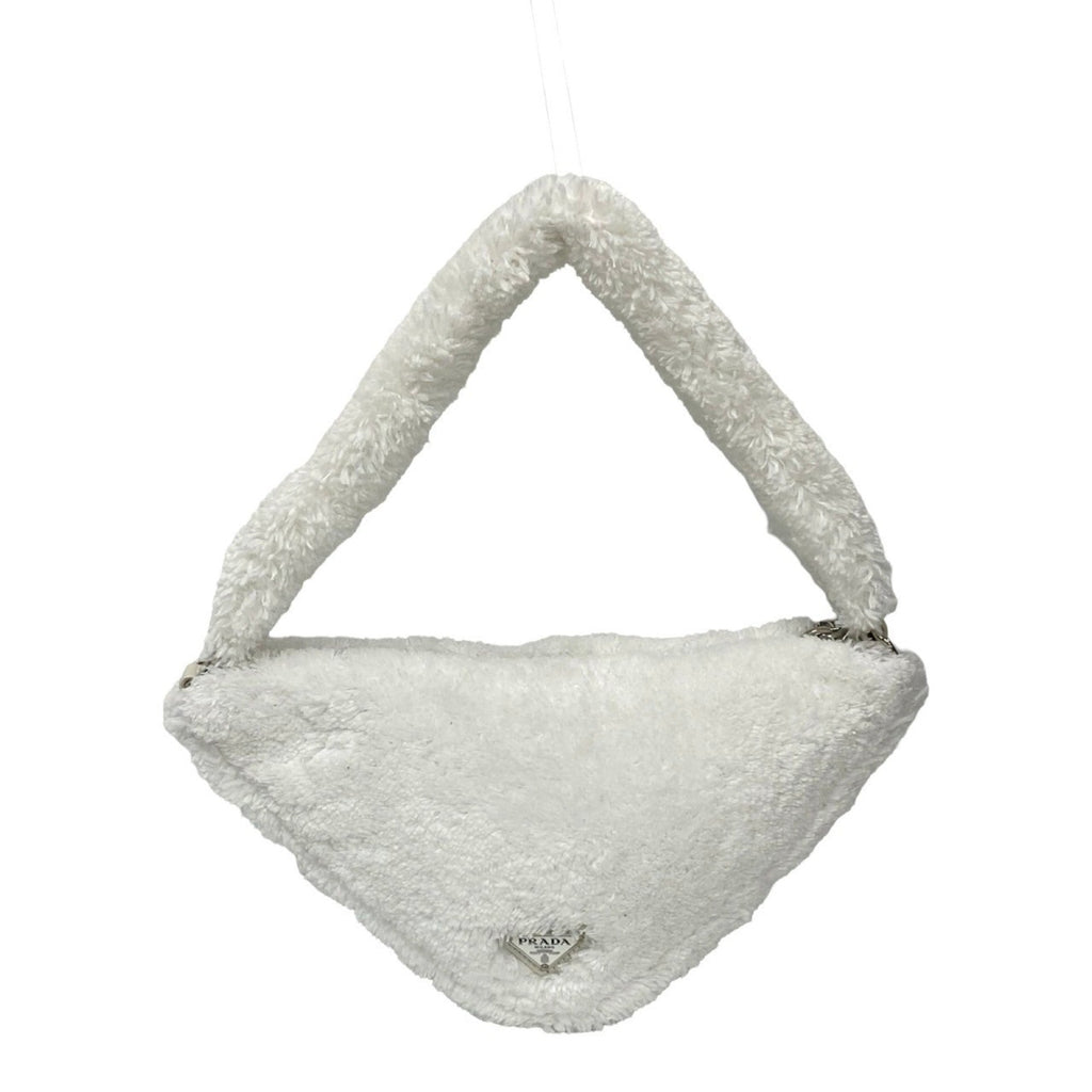 Prada White Pile Fabric Handbag
