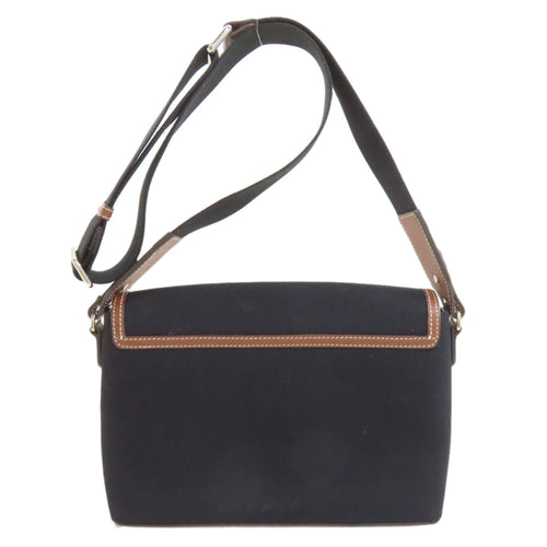Burberry Black Brown Canvas Leather Shoulder Bag