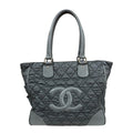 Chanel Gray Nylon Leather Tote Bag