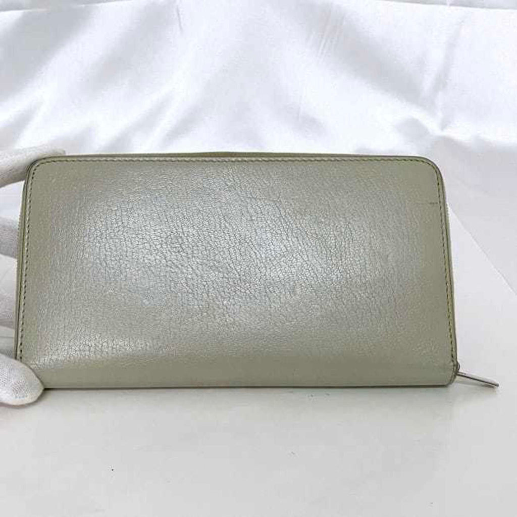 Celine Gray Leather Long Wallet (Bi-Fold)