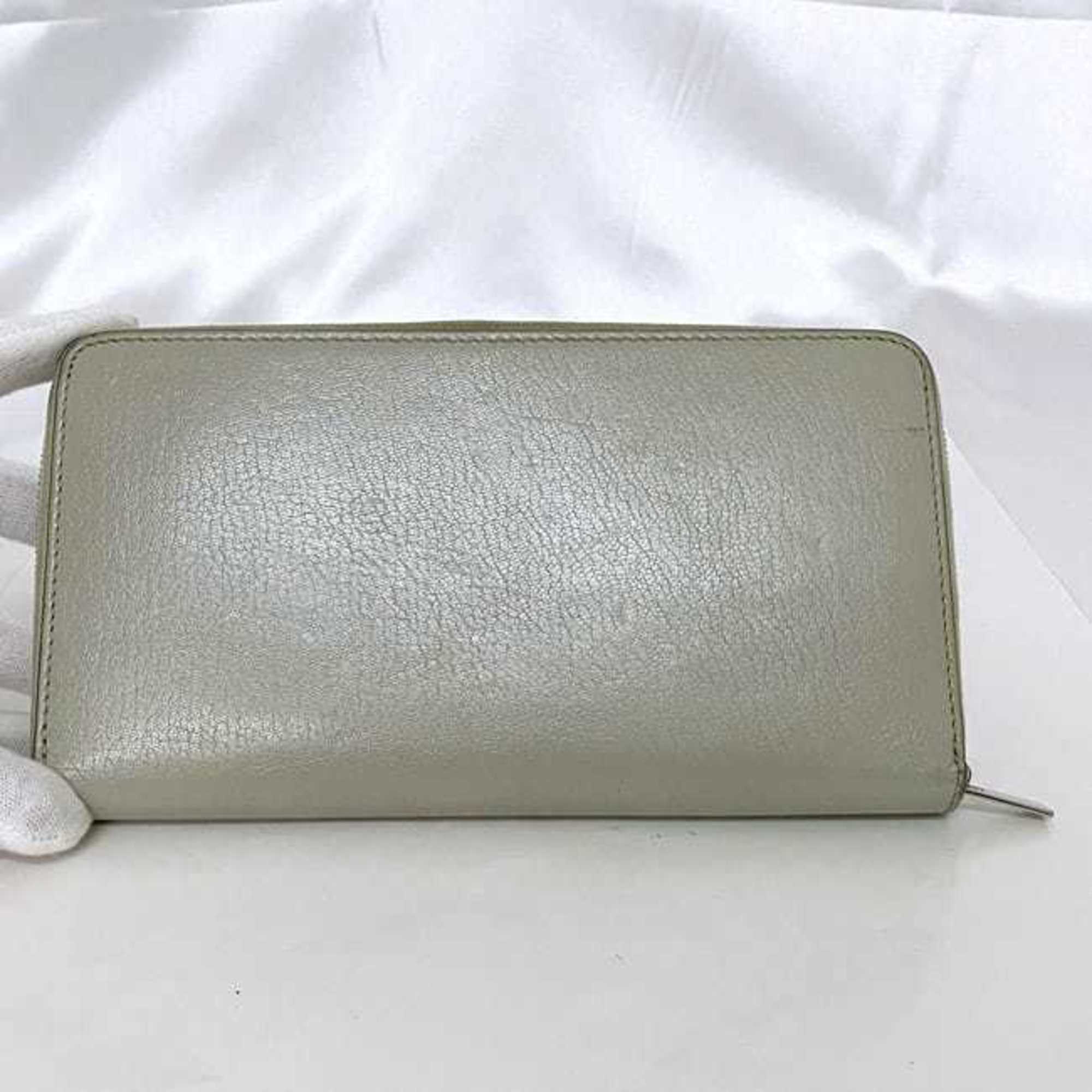 Celine Gray Leather Long Wallet (Bi-Fold)
