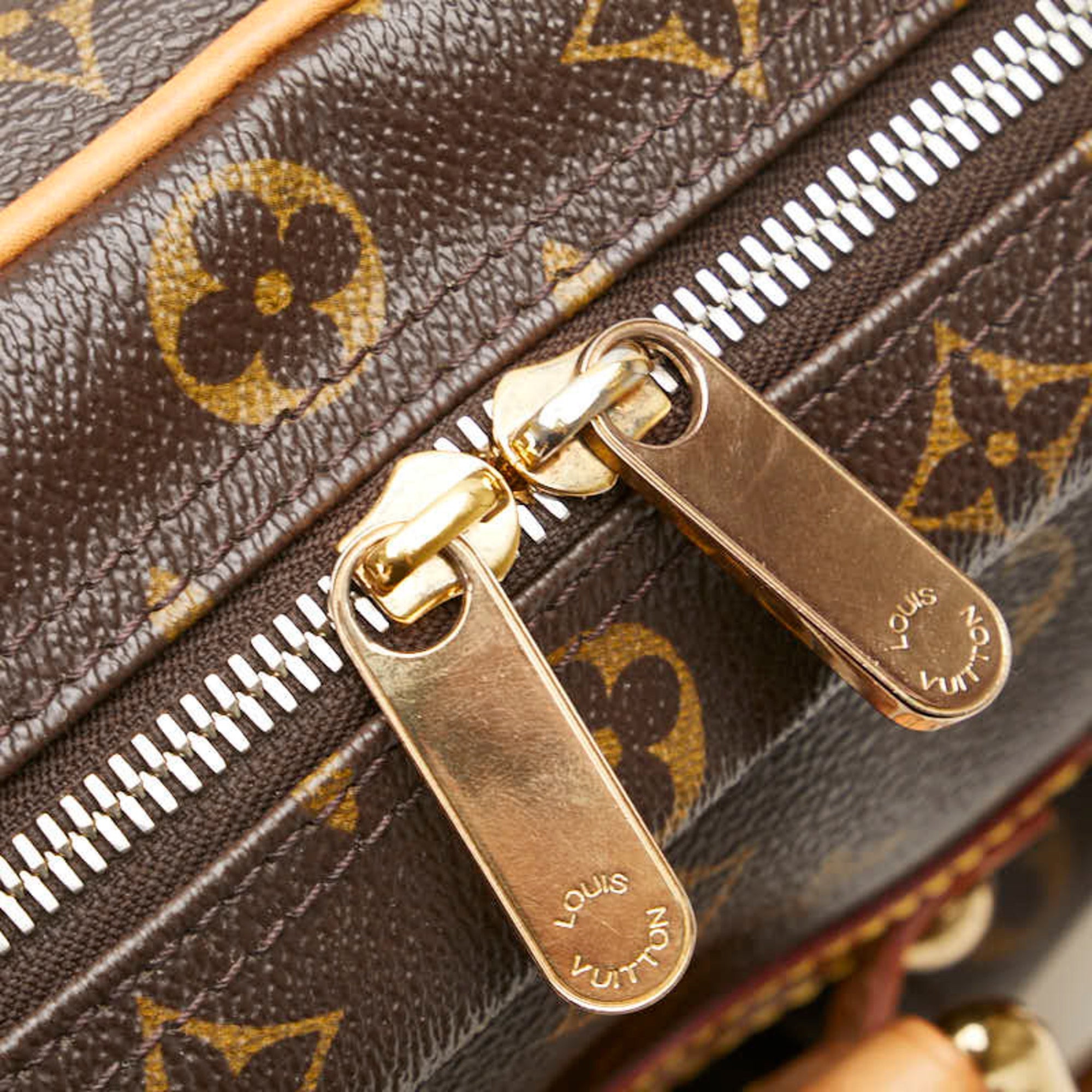 Louis Vuitton Brown Pvc Leather Boston Bag Handbag