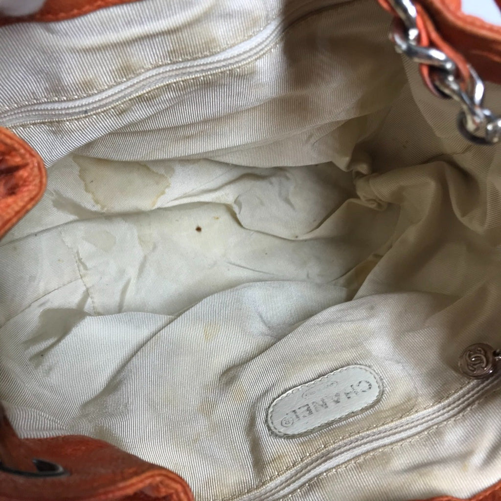 Chanel Orange Caviar Leather Backpack Shoulder Bag