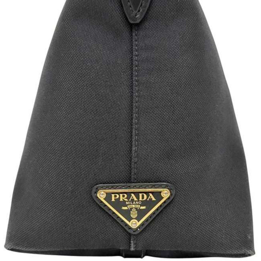 Prada Black Nero Canvas Jacquard Leather Shoulder Bag Tote Bag