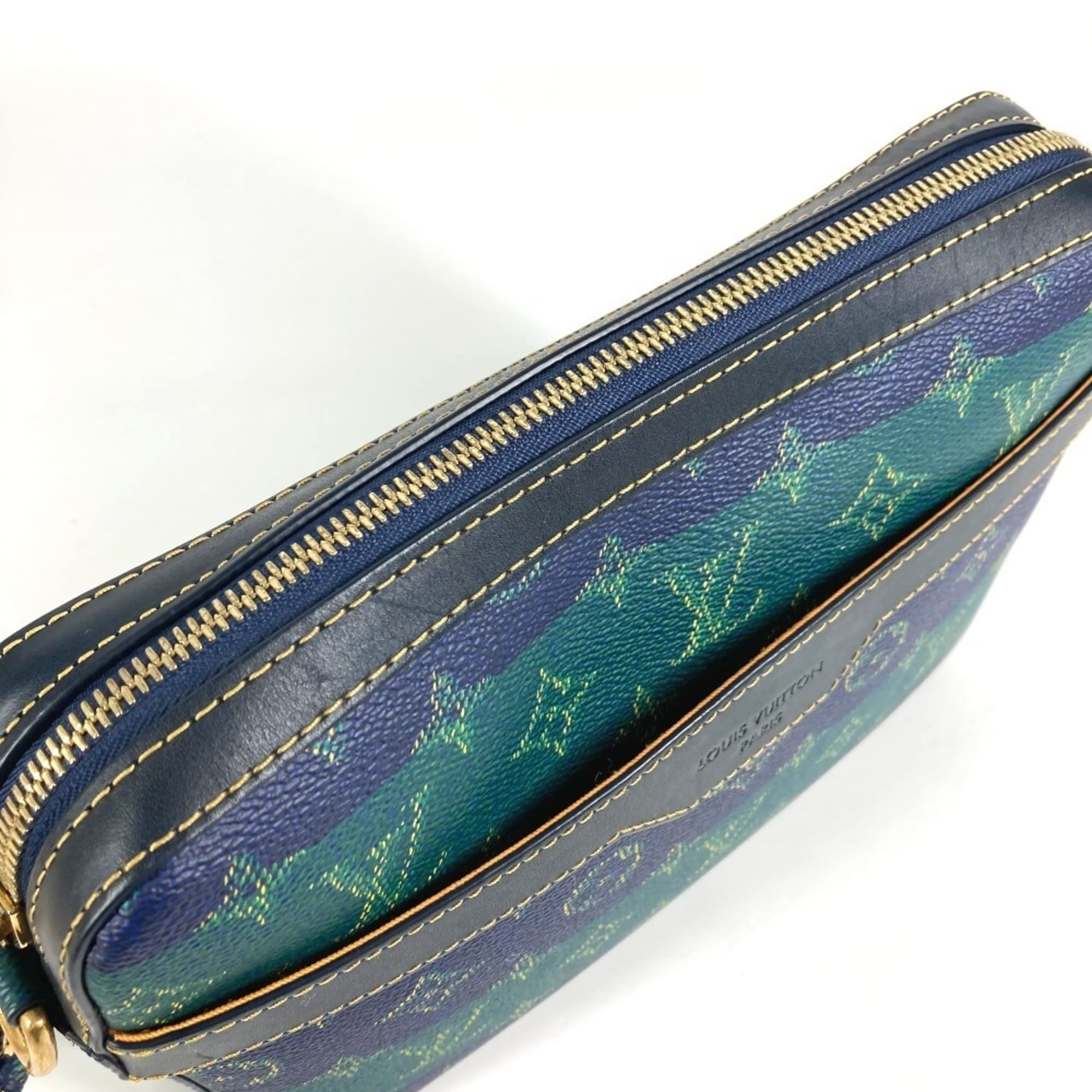 Louis Vuitton Blue Green Clutch Bag