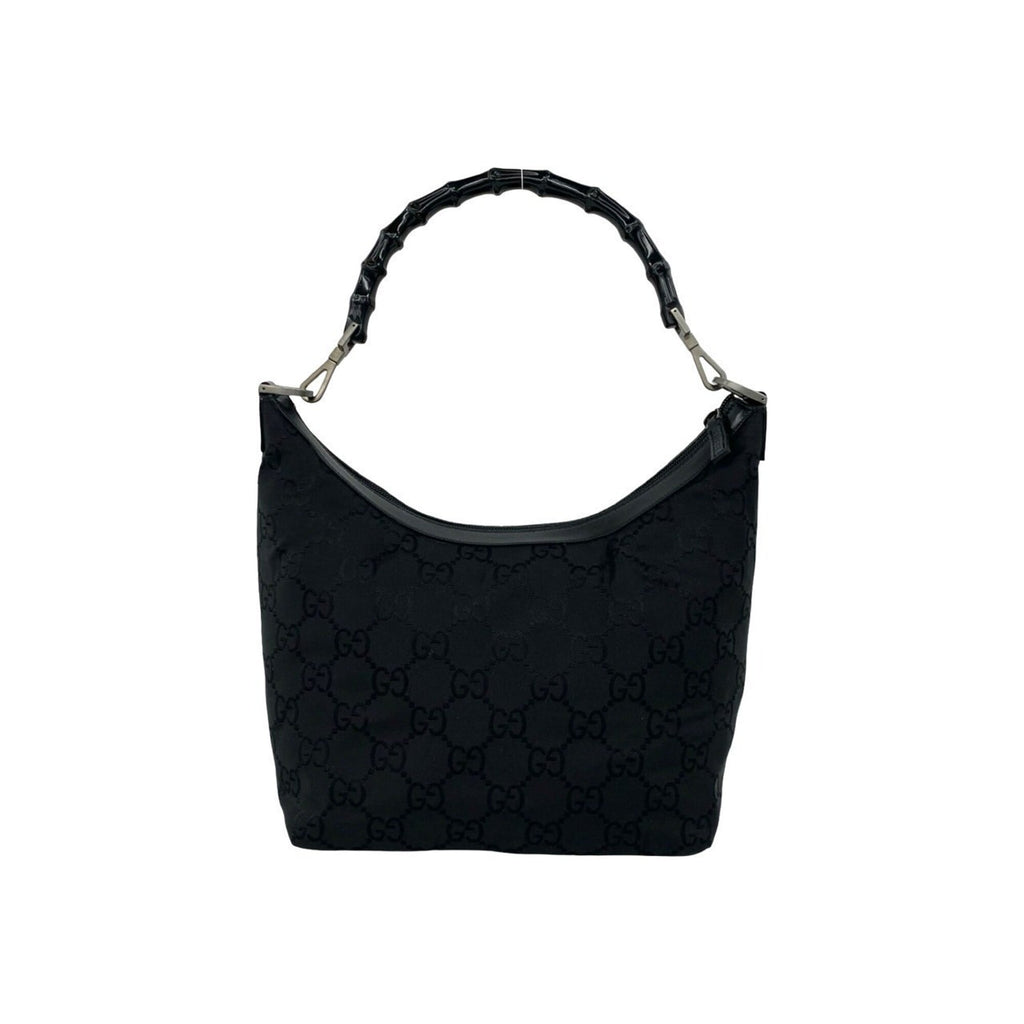 Gucci Black Nylon Leather Handbag Shoulder Bag Tote Bag (Pre-Owned)