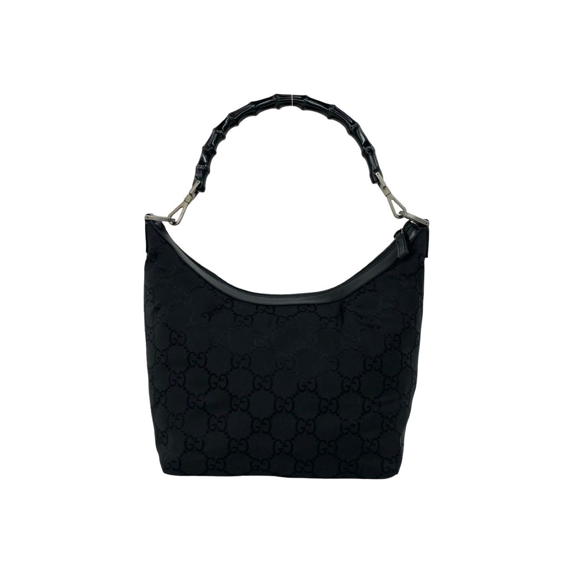 Gucci Black Nylon Leather Handbag Shoulder Bag Tote Bag (Pre-Owned)