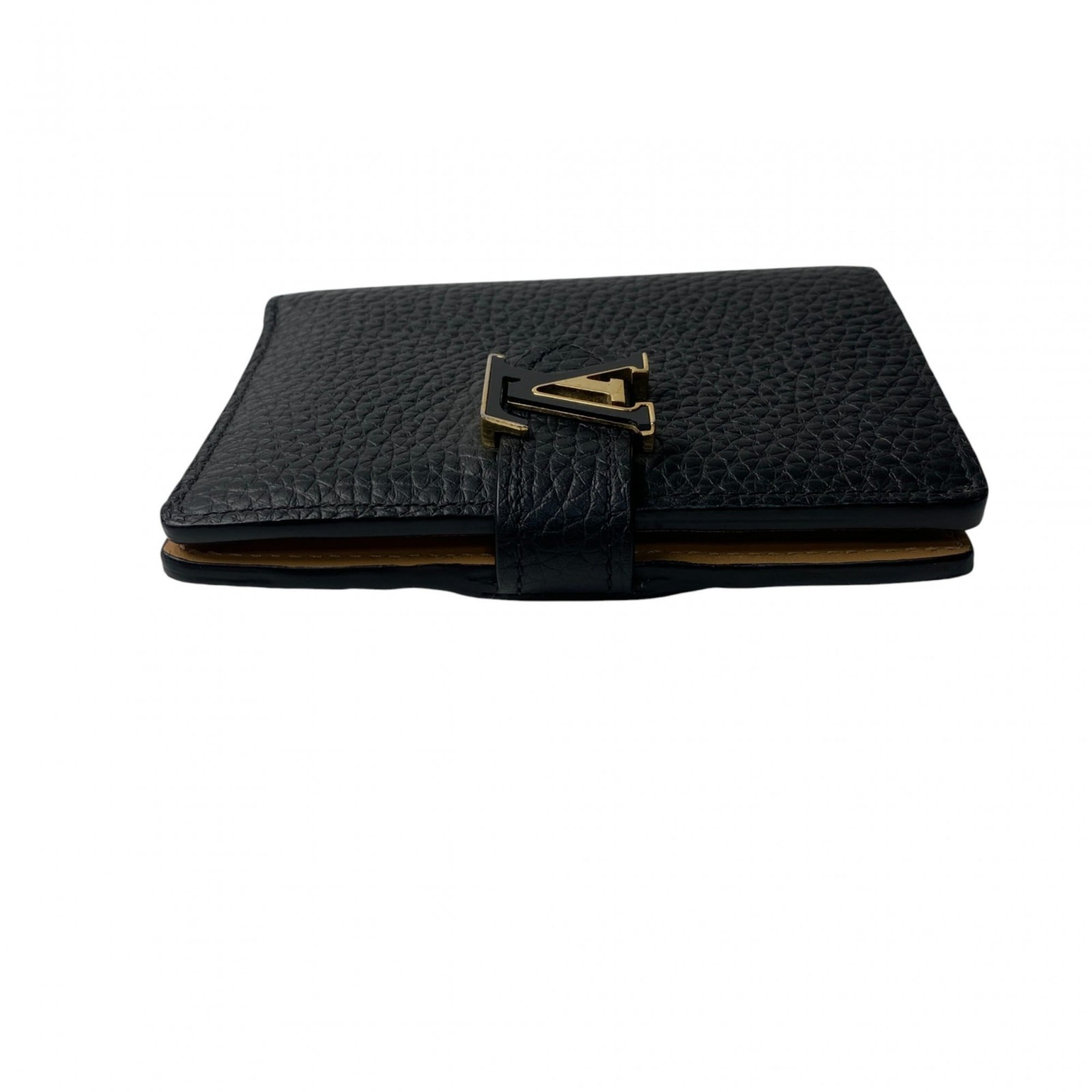 Louis Vuitton Beige Black Leather Wallet