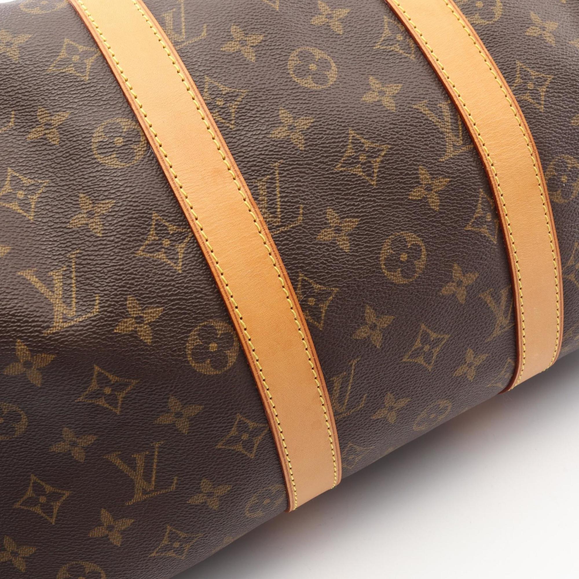 Louis Vuitton Brown Coated Canvas Leather Monogram Boston Bag
