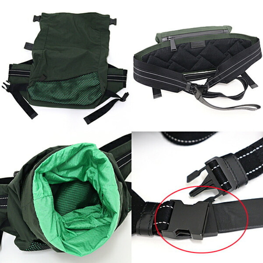 Bottega Veneta Green Khaki Nylon Polyester Leather Fanny Pack