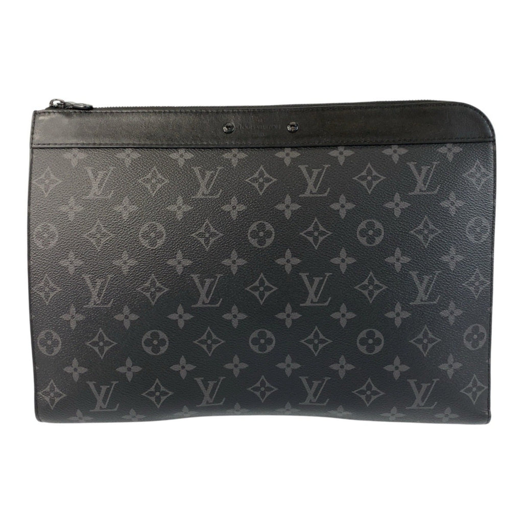Louis Vuitton Black Gray Pvc Leather Clutch Bag Pochette