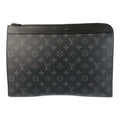 Louis Vuitton Black Gray Pvc Leather Clutch Bag Pochette
