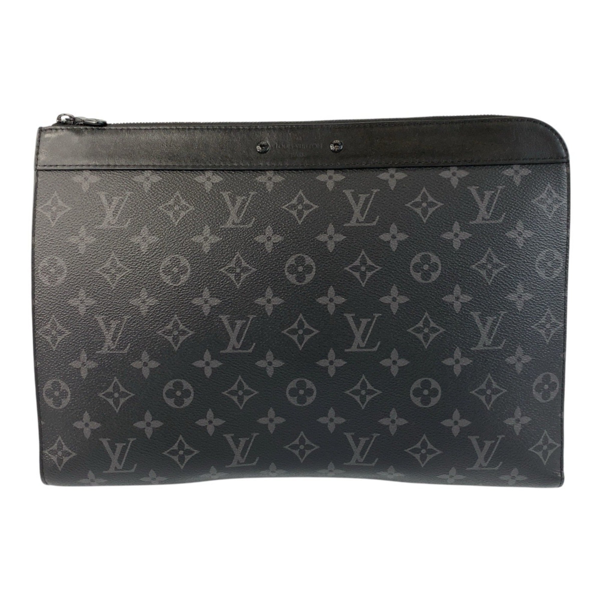 Louis Vuitton Black Gray Pvc Leather Clutch Bag Pochette