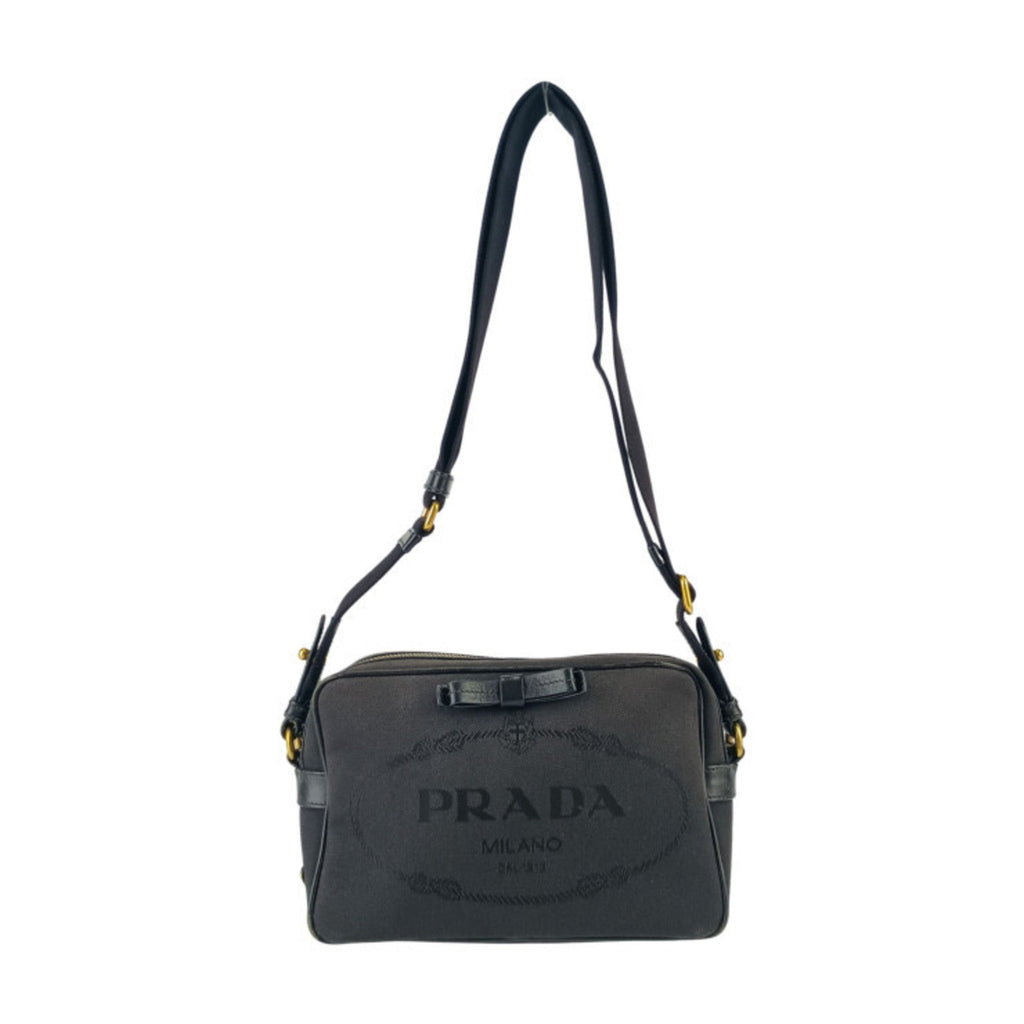 Prada Black Canvas Leather Shoulder Bag