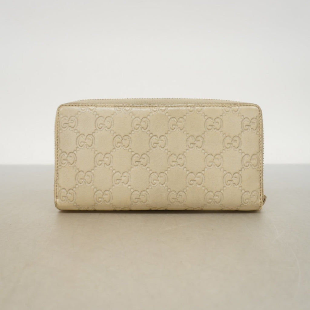 Gucci Beige Leather Long Wallet (Bi-Fold) (Pre-Owned)