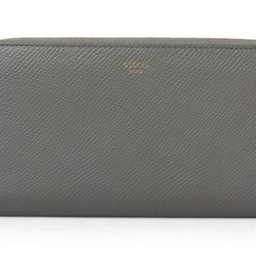 Celine Gray Leather Long Wallet (Bi-Fold)