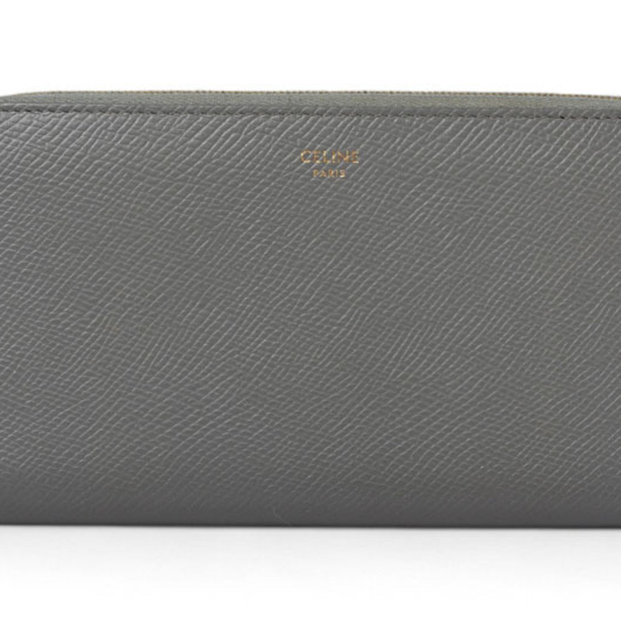 Celine Gray Leather Long Wallet (Bi-Fold)