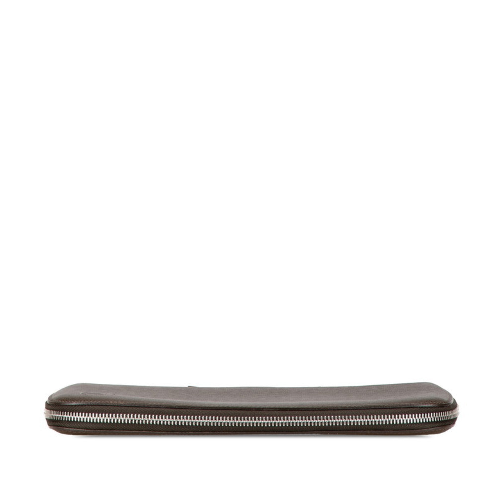 Louis Vuitton Brown Grizzly Leather Pvc Long Wallet