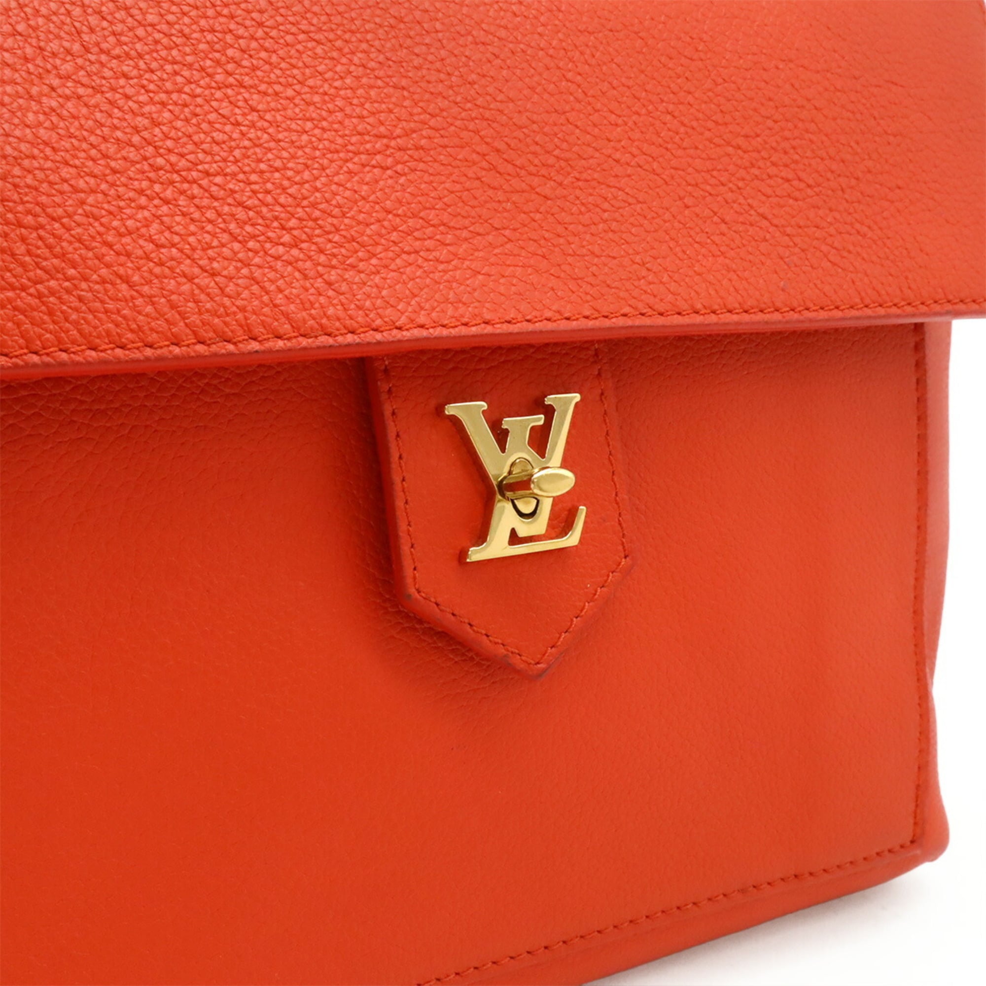 Louis Vuitton Orange Red Leather Handbag