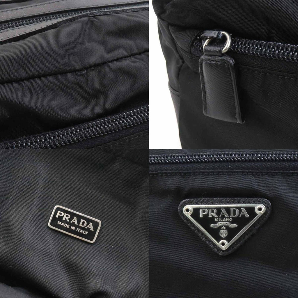 Prada Black Nylon Leather Clutch Bag Pouch