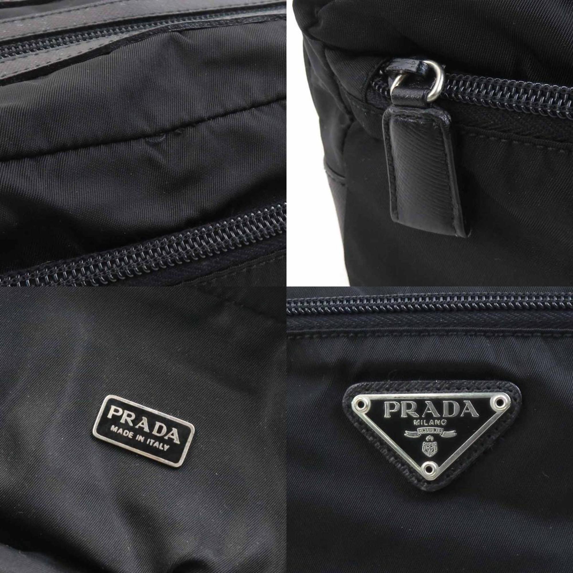 Prada Black Nylon Leather Clutch Bag Pouch