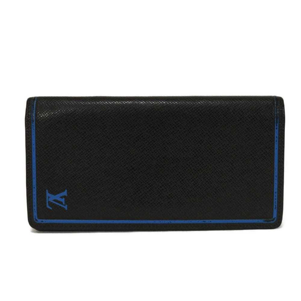 Louis Vuitton Black Blue Noir Taiga Leather Long Wallet