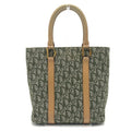 Christian Dior Green Canvas Leather Handbag Tote Bag (Pre-Owned)