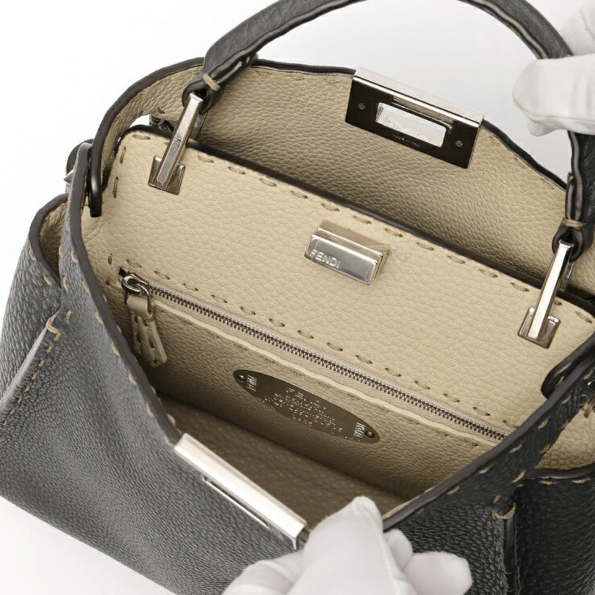 Fendi Gray Leather Handbag