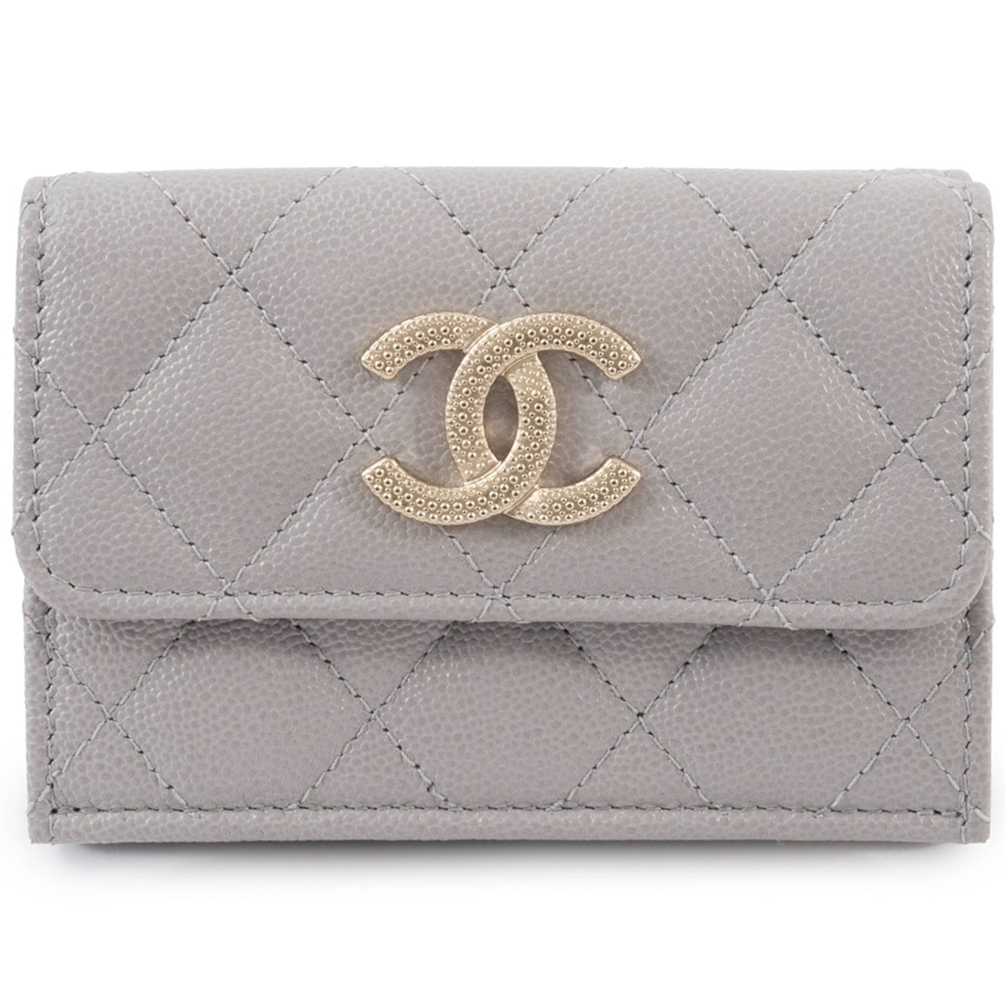 Chanel Grayish Leather Wallet (Tri-Fold)