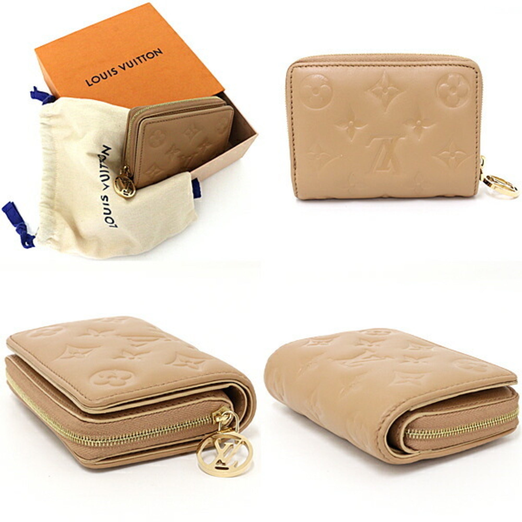 Louis Vuitton Monogram Camel Gold Monogram Leather Bill Wallet