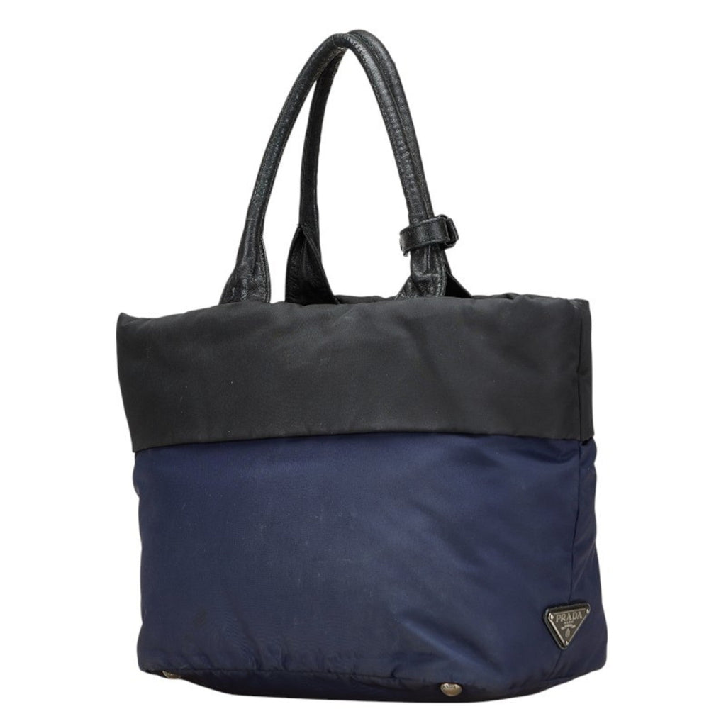 Prada Navy Black Nylon Handbag Tote Bag
