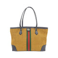 Gucci Ophidia Camel Navy Straw Leather Handbag (Pre-Owned)