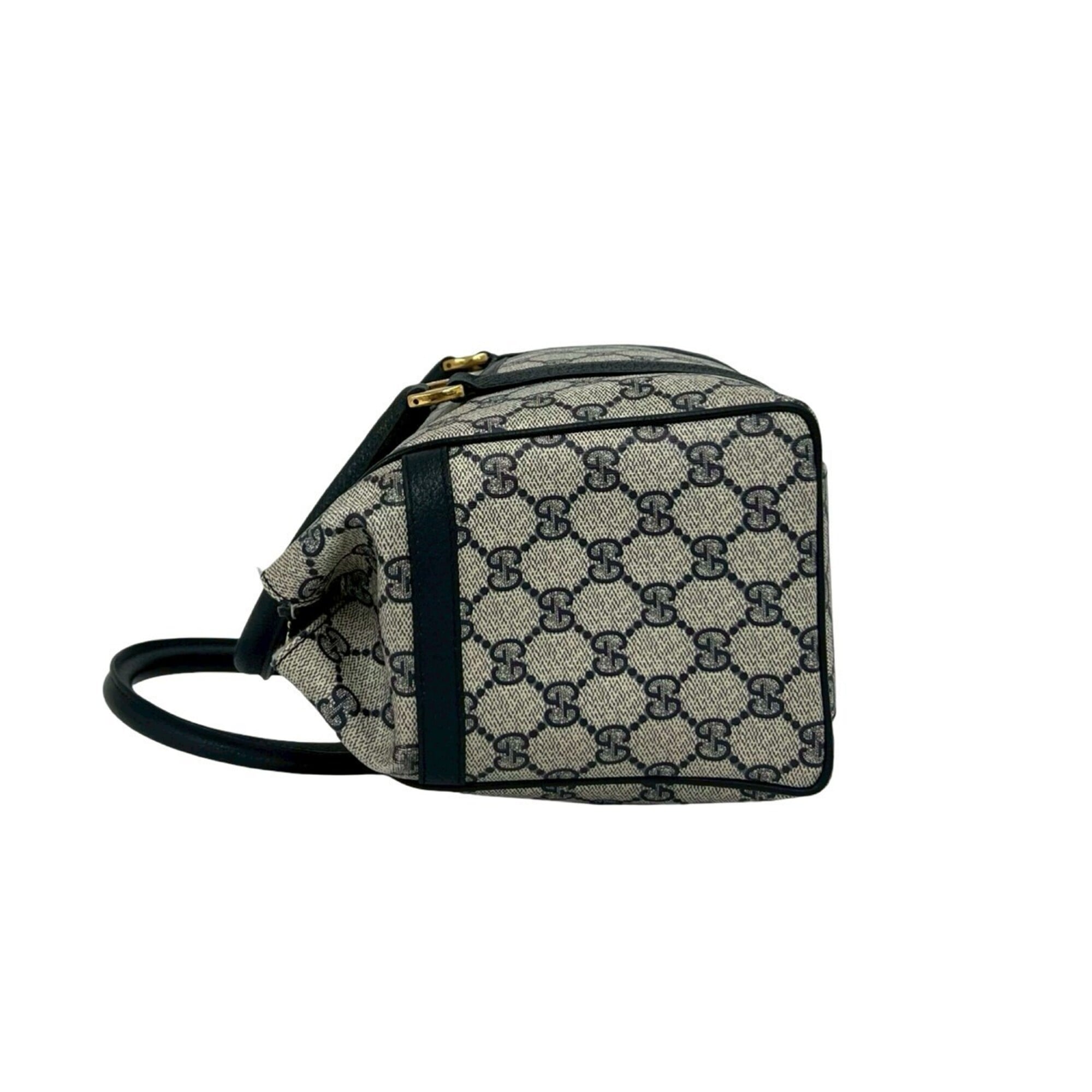 Gucci Navy Pvc Leather Boston Bag Handbag (Pre-Owned)