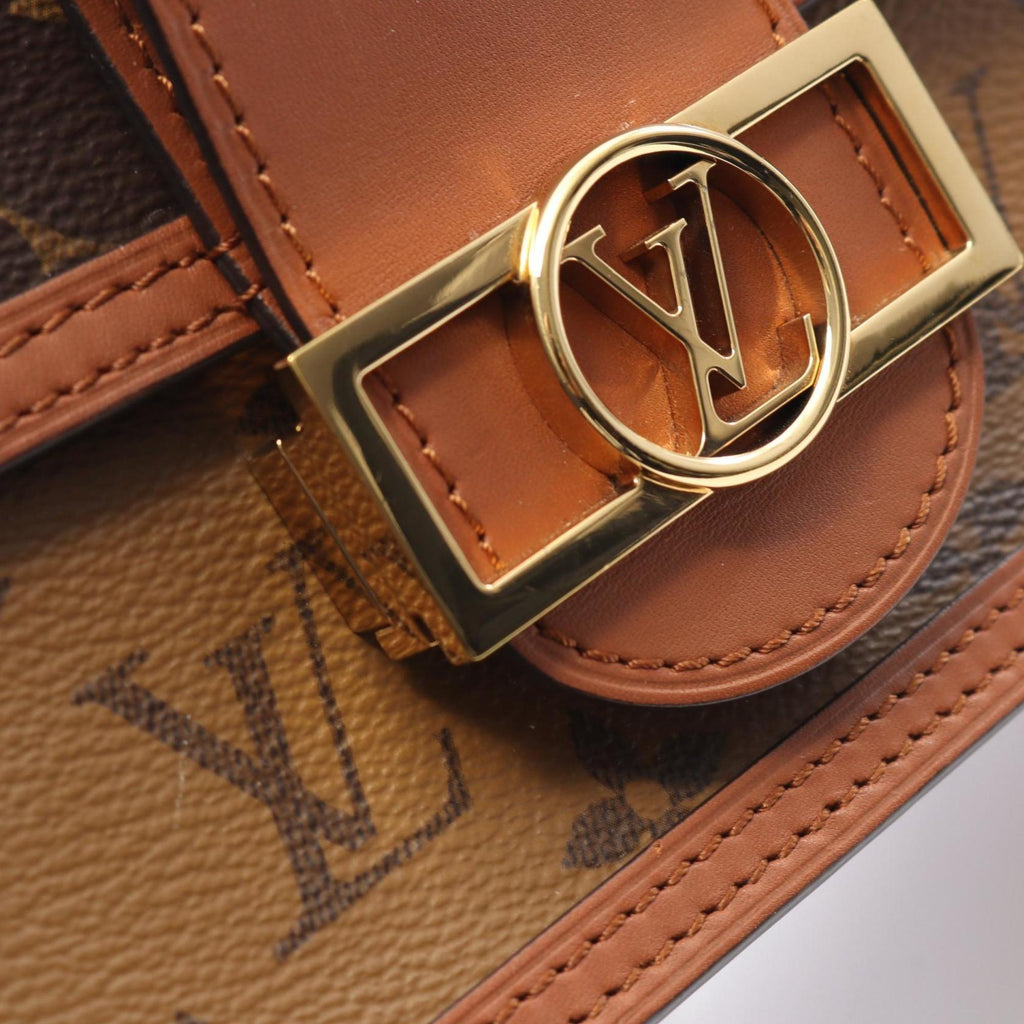 Louis Vuitton Beige Brown Coated Canvas Leather Shoulder Bag